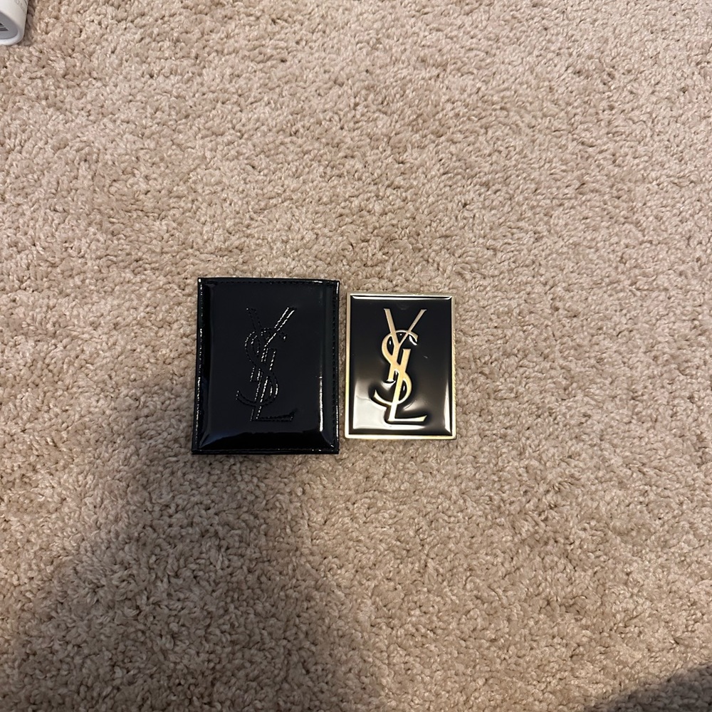 YSL Black and Gold Logo Mirror